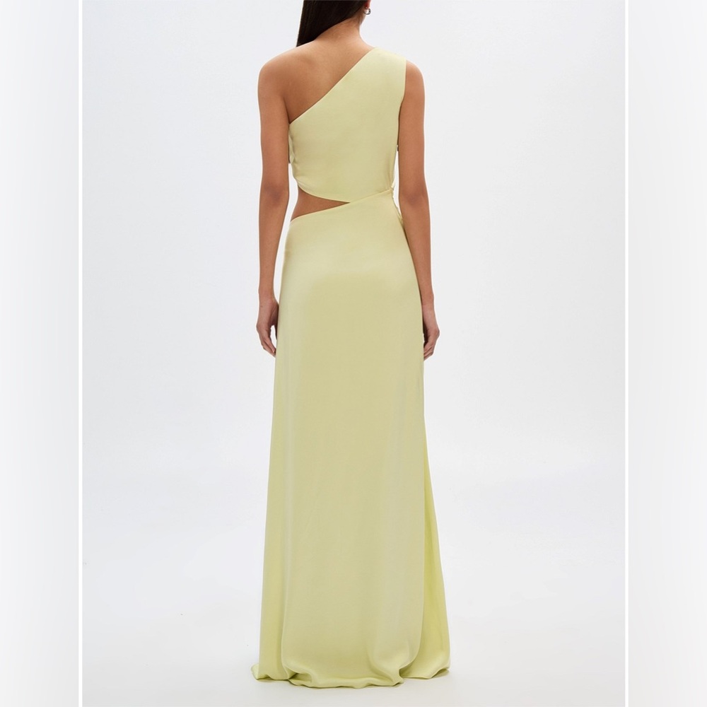 MISHA COLLECTION One-Shoulder Pale Lime Cutout Midi Dress - Picture 4 of 4
